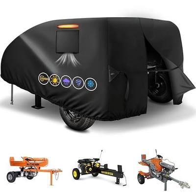 Log Splitter Cover Waterproof Heavy Duty, 1200D Oxford PVC Wood Splitter Cover with Rear Waterproof Zipper, Reflective Strips & Ventilation for 15-45 Ton Log Splitters (83"x45"x39")