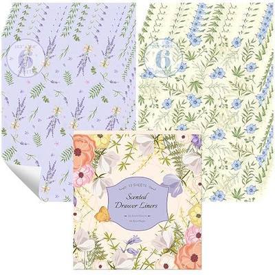 STRN Drawer Liners for Dresser, Linen & Lavender Scented Fragrant Drawer Liner 12 Sheets, Non-Adhesive Drawer Paper Liner for Bedroom Shelf Closet, Shoe Chest