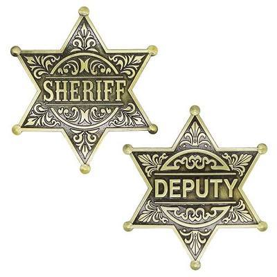 2 Pack Sheriff Deputy Badge, Metal Sheriff Badge for Kids Adult and Girls, Western Cowboy Police Theme Party Decorations, School Carnival Prizes, Party Bag Gift Fillers