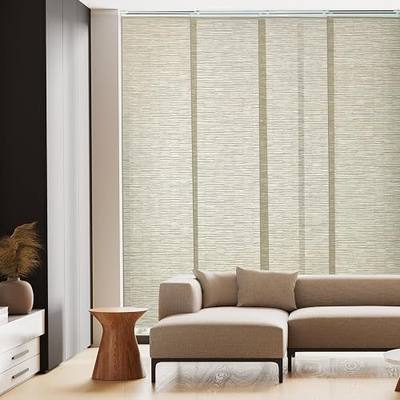 Sliding Panel Blinds for Sliding Glass Door, Sand Gold | Light Filtering Shade, Adjustable Single-Track, 46-85.5" W x 96" H, Cordless & Trimmable, Reinforced Edge