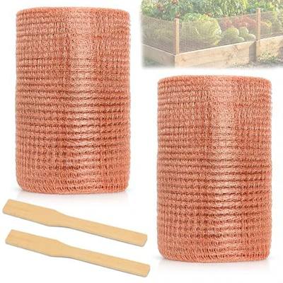 5" x 100 Ft Copper Mesh Roll, Double Layer Pure Copper Wire Mesh,Easy Cut | 2 Rolls 5" x 50 Ft Flexible Copper Wool Fabric for Gap Filling, Sealing Openings, Gardening & DIY Projects with Wood Sticks