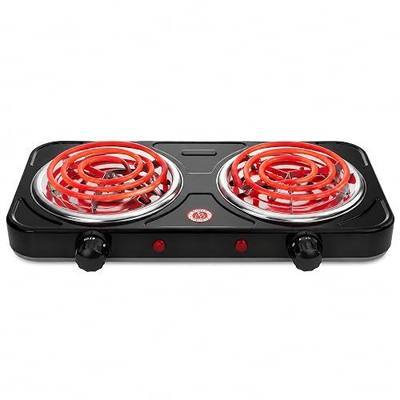 2200W Portable Electric Hot Plate for Cooking, Two Burner Electric Cooktop,Double Coil Electric Burner, Electric Stove with 2 Burner,Adjustable Temperature Control, (black)