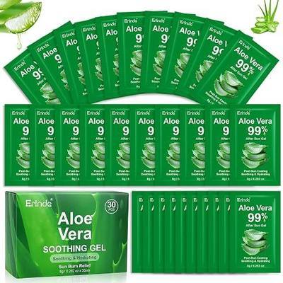 Erinde 30 Pack Travel Size Aloe Vera Gel for Face, Hair & Body, Sunburn Relief, 99% Pure Aloe Vera Gel for After Sun Skin Care Relief, Soothing Hydrating Non-Greasy, Bulk Mini Portable Travel Packet