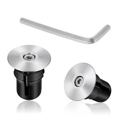 Handlebar End Caps Bar End Plugs Caps, Aluminum Adjustable Bike Bar Ends Silver Road Bicycle Grip Bike Handlebars Plug Handlebar Plugs with Hexagonal Wrench