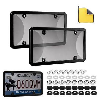 Transparent License Plate Frames & Cover: 2PCS License Plate Protector, Front and Rear License Plate Holder - Unbreakable Car Plate Frame - Universal Fit for Most US Plates (Gray)