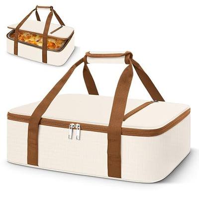 Coobiiya Insulated Casserole Carrier,Lasagna Lugger Tote Keeps Food Hot or Cold,Thermal Lunch Bag Warmer & Cooler Carrier Bag,Portable Tote Bag Fits 9" x 13" Baking Dish for Picnic and Cookout