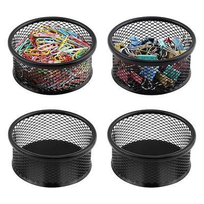 Paper Clip Holder With 50PCS Colored paper clips, 2/4PCS Stackable PaperClip Organizer for Desk,Metal Mesh PaperClip Holders with Non-Slip EVA Pad,for Office Binder Box(4pcs)