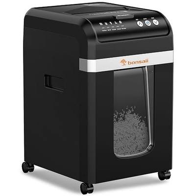 Bonsaii 200-Sheet Auto Feed Micro Cut Heavy Duty Paper Shredder for Office | 60-Min Nonstop Run, P4 High Security, Anti-Jam, 58dB Ultra-quiet, 8.1-Gal Bin with Casters, Large Commercial Shredder C283-A