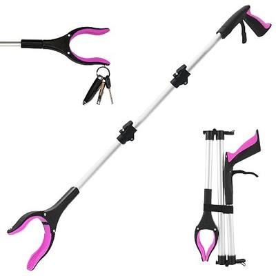 Grabber Reacher Tool for Seniors, 36" Foldable Reacher Grabbers Pickup Stick with Anti-Slip 360° Rotating Jaw, with Magnet for Disabled, After Surgery Recovery (Pink, 36Inch 1 Pack)
