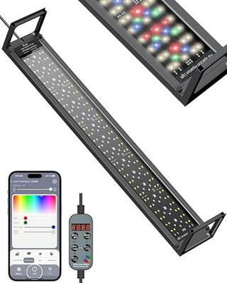 Pawfly Aquarium Light for Plants, 24 W Bluetooth Fish Tank Light, Full Spectrum Aquarium Lights for 30"-36" Fish Tanks, Extendable 24/7 LED Lights with Timer Modes & Adjustable Brightness