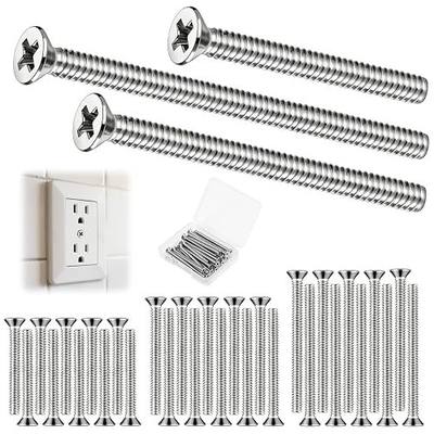 30 PCS #6-32 Extra Long Outlet Screws, Stainless Steel Phillips Flat Head Machine Screws for Wall Electrical Socket and Switch (Mixed Sizes)