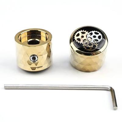 2Pcs Aluminum Alloy Electric Bass Guitar Knobs Speed Control 6.1mm(15/64") Potentiometer Shaft Dome Metal Volume Tone Knobs for Electric Bass Guitar Replacement Parts (Gold,Gear Top)