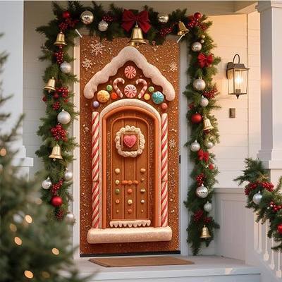 NYZE Christmas Door Cover Decorations Indoor Santa Claus, Gingerbread Stickers Christmas Party Banner Outdoor Xmas Garage Door Decorations Window Wall (Gingerbread Door2)