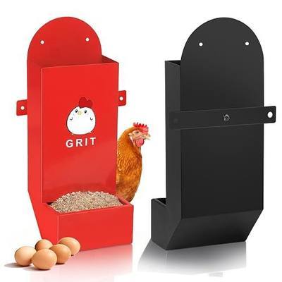 2Pack Chicken Grit Oyster Shell Feeder, Metal Feeder with Anti-Tip Rod | Heavy duty metal gravity feeder with anti-tip rod for grit & oyster shell,Busy Backyard Poultry Keepers