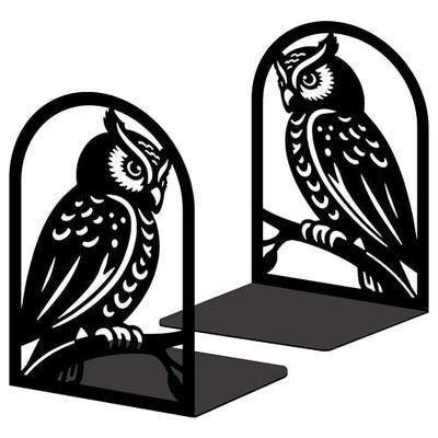 1 Pair Metal Bookends for Shelves, Owl Bookshelf Decor Heavy Duty Book Ends Book Stoppers for Office, Desk, Shelf, Room 3.5"x4.7"x7.1" Book Holders for Shelves Tall Bookends