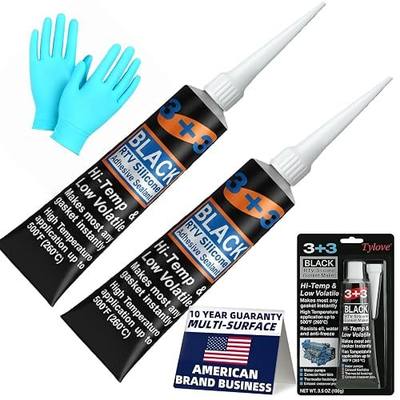 RTV Silicone Gasket Maker - High Temp 590°F Oil Resistant, Black - Professional Formula for Engine Oil Pan, Valve Cover, Transmission Housing - Non-Corrosive, Fast, No Drip Application (Black)