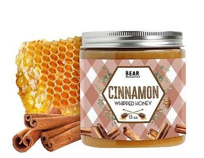 Bear Necessities Cinnamon Whipped Honey – Pure Raw Michigan Creamed Honey Made with Organic Cinnamon – Two-Ingredient Butter-Like Gourmet Spread for Baking, Breakfast & Desserts – 13 Ounce Jar