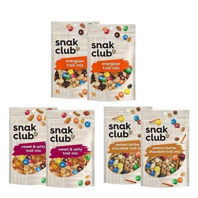 Snak Club Trail Mix Variety Pack, Protein Snacks, Includes Energizer Trail Mix, Sweet and Salty, and Peanut Butter Chocolate, 6 Pack | Three delicious blends in one convenient assortment, perfect for work, travel, lunchboxes, sharing, and everyday snacking.