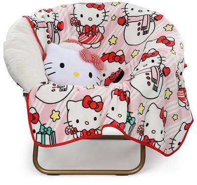 Jay Franco Hello Kitty Christmas Nogginz Set – 12" Nogginz Pillow & 45" x 55" Cozy Fleece Throw Blanket, Ultra-Soft Character Nap Set for Travel, Bedroom & Couch Décor, Pink