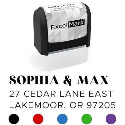ExcelMark Address Stamp - Custom Return Address Stamp with Elegant Designs, Vibrant Colors & Patterns – Perfect for Mail, Invitations & Gifts (Black Mount, The Statement)