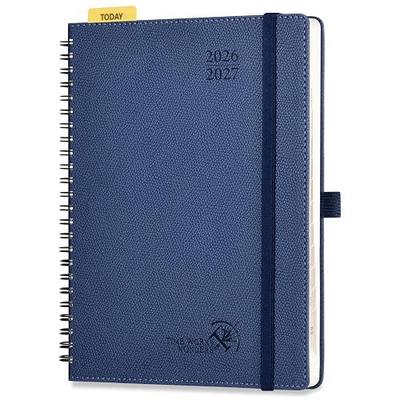 POPRUN Weekly Planner 2026-2027, 6.75" x 8.75" Academic Year Calendar Book | Jul.2026-Jun.2027 Day Planner, Daily Planner 26-27 with Spiral Softcover, Monthly Tabs, Inner-Pocket, 100GSM, Navy Blue