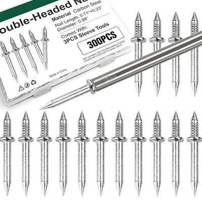 300PCS Double Headed Skirting Nails, Invisible Finish Nails with Tools | Includes 3 Sleeve Tools, for baseboards, trim and molding attachment