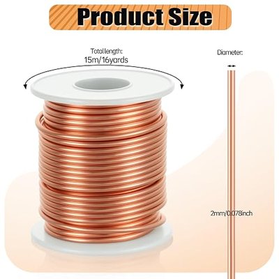 99.9% Pure Copper Wire (12 Gauge, 2MM), 50 Feet Solid Bare Copper Wire | 1 Pound Soft Copper Wire Craft Wire for Electroculture Gardening Jewelry Making DIY Plants