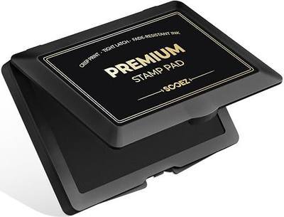 Sooez Black Ink Pad with Snap Closure, Large Stamp Pad for Rubber Stamps | 4.33"x2.76", Premium Felt Pad for Office School, Crafting and Scrapbooking Supplies, Black Shell - Black Ink