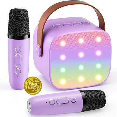 Mini Karaoke Machine with 2 Wireless Microphones, 2026 TOP Kids Portable Bluetooth Karaoke Machine for 3, 4, 5, 6, 7, 8, 9,10,11,12+Year Old, Christmas Birthday Gifts for Girls Boys Adults Home Party
