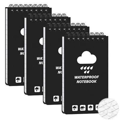 Thboxes 4 Pack Waterproof Pocket Notebooks, 5 x 3 Inch, Top Spiral Pad Set | All Weather Notepad Pages, Steno Note Pads, Outdoor Recording, for Office, School, Police Site Visits