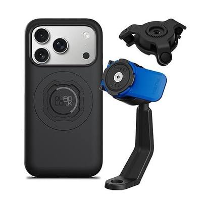 Quad Lock Mirror Stem Motorcycle Phone Mount with Vibration Dampener and MAG Phone Case for iPhone 17 Pro