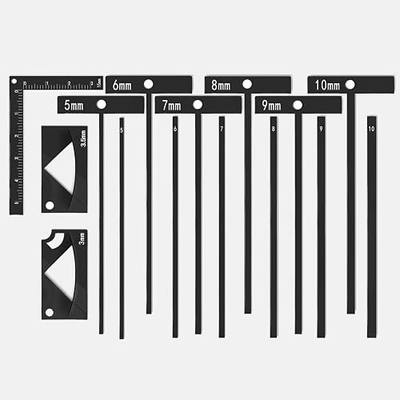 15-Piece Book Binding Ruler Set, Includes T-Shaped, Cutting Angle, and L Rulers, Acrylic Material