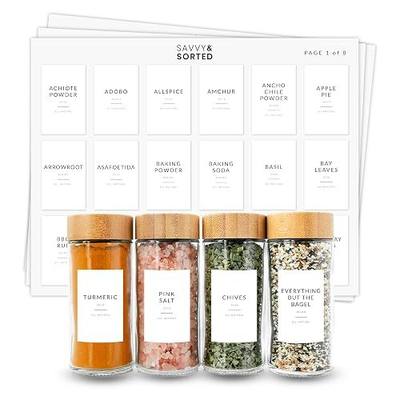 Minimalist Spice Labels for Glass Jars - 142 Spice Jar Labels Preprinted Waterproof, White Rectangle Herb Stickers, Seasoning Herb Containers Kitchen Pantry Organization