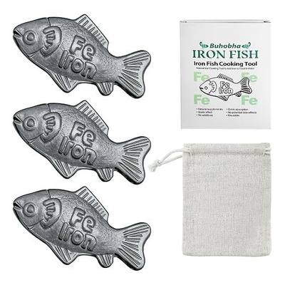 Iron Fish Cooking Tool, Natural Cooking Tool to Add Iron to Food & Water, Safe & Effective Aid for Vegans, Athletes, Pregnant Women and Children (Black 3Pack)