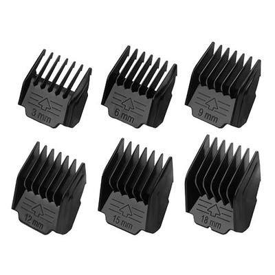 Pet Clipper Guide Combs Compatible with Oneisall Dog Clipper, Black, 6 Pack | 3/6/9/12/15/18mm 6-piece comb set for full-body trimming. Compatible with oneisall pet clippers. Snap-on durable design.