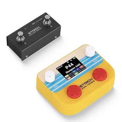STRICH Pipe Tones Pocket Multi-Effects Processor for Guitar and Bass with Foot Pedal 10 Effect Modules 125 Effects 40s Looper 100 Drum Patterns USB Audio Interface Wireless Control (Orange)