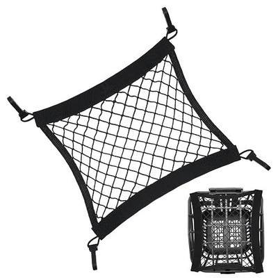 1 Pack Cargo Net for Motorcycle, Small Bungee Storage Net 12" x 11", Cargo Nets Helmet Luggage Nets, Elastic Bungee Mesh with 4 Hooks, Secure Gears & Helmet On Bike, ATV, Scooter, Black