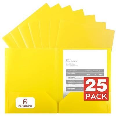 pmybupo Plastic 2-Pocket Folders (25Pack Yellow),8.5x11 Document Folders for Schoolwork & Office,Letter Size…