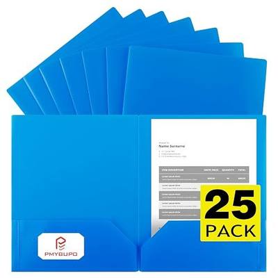 pmybupo Blue Plastic Folders with Pockets,25 Pack Document Folders with Business Card Slot,2 Pocket Folders Back to School Supplies for Office