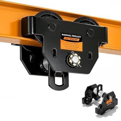 I Beam Trolley 3 Ton Manual Adjustable | I-Beam Flange Width 3.66" - 8.46", Overhead Push Beam Trolley, Heavy Duty Dual Side Wheels, For Garage Hoist