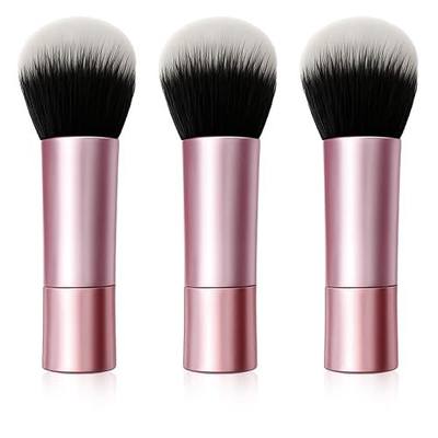 Mini Multitask Face Brush Set (3 Pack) – Travel Makeup Brushes for Blush, Bronzer & Setting Powder, Vegan, Cruelty-Free Synthetic Bristles
