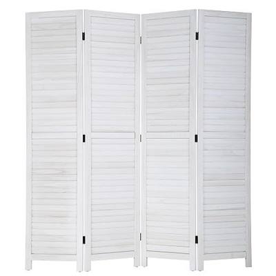 FDW 4 Panel Wood Room Divider 5.75 FT Tall Privacy Screen Folding Partition Divider for Dorm Bedroom Office, Cream