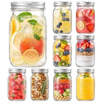 SUT Wide Mouth Mason Jars 32 oz,9 Pack Quart Mason Jars With Airtight lids and Bands,Clear Canning Jars 32 oz for Preserving,Meal Prep,Overnight Oats,Fermenting, Pickling