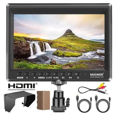 NEEWER F100 7" Camera Field Monitor Updated Version, 450nit HD Video Assist IPS 1280x800 HDMI 1080p Peak Focus Histogram, F750 Battery, 360° Ball Head for DSLRs Handheld Stabilizer Film Making Rig