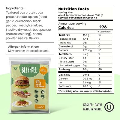 Creative Pea Beef Free Vegan Plant-Based Meat Substitute | 20g Protein Per Serving | Shelf-Stable Dry Mix Makes ~2 lb | Gluten-Free Meat Alternative (227 Grams) | Vegan