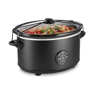 Hamilton Beach 7 Quart Set & Forget Portable Programmable Slow Cooker | 15 Cooking Options With 5 Time and 3 Heat Functions | Lid Latch | Dishwasher Safe Stoneware Crock & Glass Lid | Black | 33670