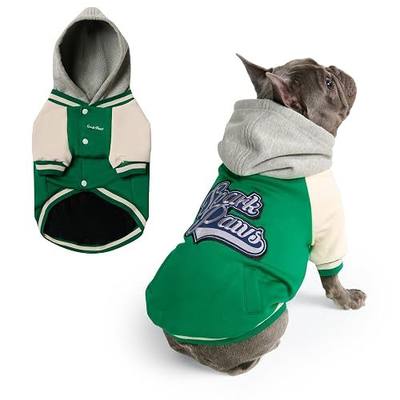 Spark Paws Varsity Dog Hoodie – Premium Dog Sweater for Small, Medium, and Large Dogs | Warm Clothes for Pets, Winter Jacket Alternative - Green - XL
