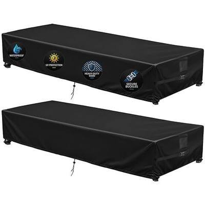 Patio Chaise Lounge Covers 2 Pack Waterproof 78x26x12in | Heavy-duty 500D polyester, all-weather waterproof black covers for pool chaise lounges; fits 78 x 26 x 12 in. 2-pack.
