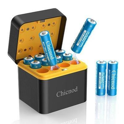 Rechargeable AA Lithium Batteries with Fast USB-C Charger, 12-Pack 4255 mWh 1.5V Constant Voltage for Blink Outdoor Camera, Xbox Controller, Flashlights – 2000+ Cycles