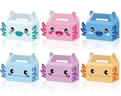 24Pcs Axolotl Party Favor Boxes DIY Axolotl Themed Birthday Treat Boxes Reptile Animals Party Decorations Paper Goodie Bags Amphibian Gift Bags for Kids Birthday Baby Shower Amphibian Themed Supplies
